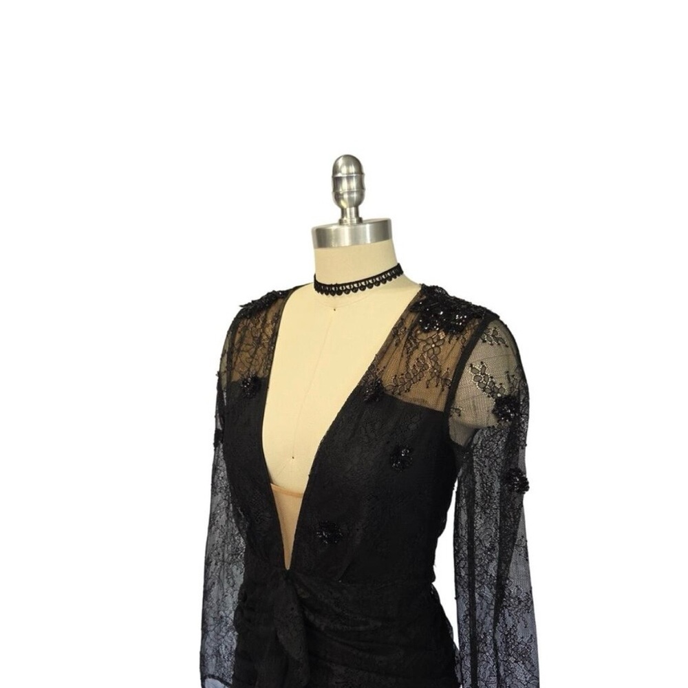 For Love And Lemons Daisy Black Lace Mini Dress M - Picture 6 of 10